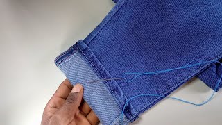 ✅ Shortening your jeans without cuttingshorten a jeans by using hand needle14 [upl. by Weissberg142]