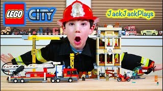 Lego City Firefighter Pretend Play Fire Trucks and Fire Brigade Sets  JackJackPlays [upl. by Nyrrad870]