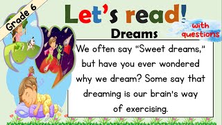 READING COMPREHENSION  GRADE 6  PRACTICE READING  DREAMS [upl. by Eseerehs863]