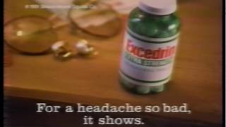 1991 Excedrin Extra Strength Pain Reliever Commercial [upl. by Hunt]