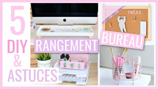 5 DIY amp ASTUCES FACILES  BUREAU  Rangement amp Organisation 2 [upl. by Ecyal]