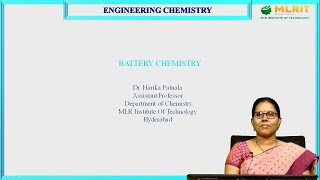 LEC02 Engineering Chemistry  Characteristics amp Classification of Batteries by Dr P Harika [upl. by Heyde]