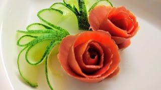 Easy Way to Make a Tomato Rose  Salad Garnish [upl. by Novar]