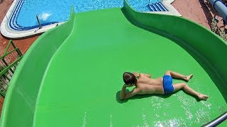 Green Family Water Slide at Római Strand [upl. by Naujd]