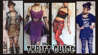 How to Thrift for an AltGothPunk Wardrobe  lookbook [upl. by Anoirtac188]