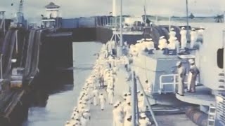 USS Newport News CA148 Going through Panama Canal enroute to Vietnam September 1967 Vietnam War [upl. by Ahsenor]