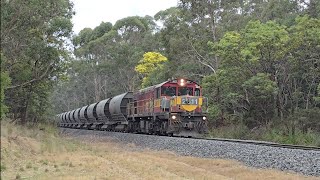 TasRail 2011 TR04 Cement train crossing Youngmans Road Dulverton [upl. by Sinai]