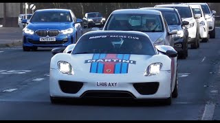 Supercars in Alderley Edge and Knutsford January 2024 918 Spyder Project 8 SLR Mclaren F12 [upl. by Misha]