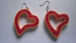 Handmade Jewelry  Paper Quilling Heart Earrings Not Tutorial [upl. by Losse54]