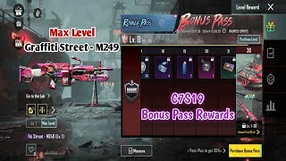 BGMI C7S19 Bonus Pass Rewards  Graffiti Street  M249  Max Level [upl. by Segal267]