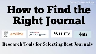 How to Find the Right Journals Journal Suggester ELSEVIER Springer WILEY IEEE 4 Research Tools [upl. by Nevaeh]