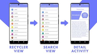 RecyclerView with SearchView and Detailed Activity in Android Studio using Kotlin  Source Code [upl. by Salvucci925]