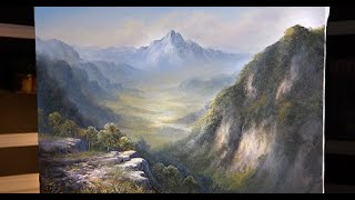 Forest Cliffs Landscape Oil Painting  Paint with Kevin [upl. by Siuqram709]