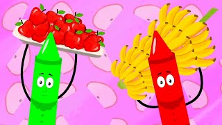 Apples Bananas Song Crayons Nursery Rhymes for Children by Zebra Nursery Rhymes [upl. by Trent]