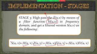 IMPLEMENTATION STAGES OF HOMOMORPHIC FILTERING [upl. by Atalya]