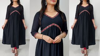 Trendy Alia Cut Kurti Cutting and StitchingV Yoke Gathered Naira Cut Kurti CuttingAlia Cut Dress [upl. by Dogs]