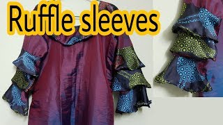 Ruffle sleeves top cutting amp stitching  Sewing tutorial  Designer sleeves [upl. by Larrej]