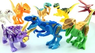 8 colourful lego Jurassic World Dinosaurs  Tyrannosaurus Indominus Rex Velociraptor [upl. by Ellery]