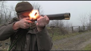 Shooting an 18th century flintlock hunting rifle [upl. by Eanod]