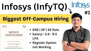 InfyTQ Infosys Biggest Hiring  Salary 95 LPA  Register Option Not Working  Latest Hiring [upl. by Wehttan562]