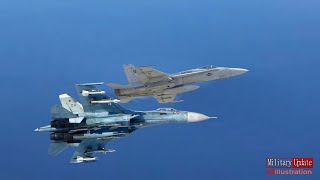 Russian Su27 repels NATO F18 On Approaching Minister Putins Plane [upl. by Mattson]