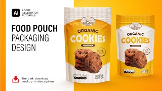 How to Product Packaging Design Food Pouch in Adobe Illustrator CC [upl. by Heimlich]