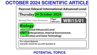 A level  Biology  Unit 5  Scientific article  October 2024  Potential topics [upl. by Anuhsal]