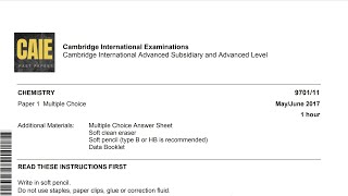 970111MJ2017As LevelChemistry P1Cambridge [upl. by Anchie]