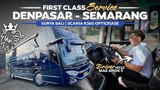 BUS TERBARU SURYA BALI  FIRST CLASS SERVICE ‼️ Denpasar  Semarang Naik Bus Surya Bali Scania K360 [upl. by Lesli]