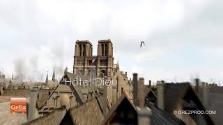 Paris au Moyen Age en 3D à vol doiseau  Suivez les hirondelles [upl. by Barth243]