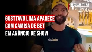 Gusttavo Lima aparece com camisa de bet em anúncio de show [upl. by Nosretep]