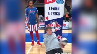 Harlem Globetrotter gets SCHOOLED by a basketball freestyler [upl. by Laurinda]