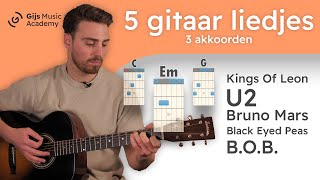 5 Makkelijke gitaarliedjes voor beginners met akkoorden [upl. by Tamma371]