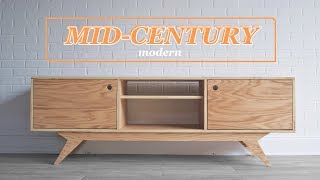 DIY MidCentury Modern Media Console  Woodworking [upl. by Imis]