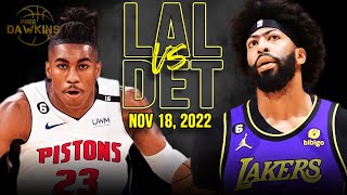 Los Angeles Lakers vs Detroit Pistons Full Game Highlights  Nov 18 2022  FreeDawkins [upl. by Ahseinat]