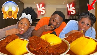 EXTREME RELAY SPEED EATING CHALLENGE ft PEPPER SOUP amp FUFU WITH LONGEST FISH  The Queens Family [upl. by Kelula]