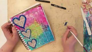 Playing in my Art Journal Hearts [upl. by Haven]