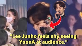 Lee Junho PUBLICLY SHOWS his SHYNESS seeing YoonA at audience during his concert [upl. by Adelric87]