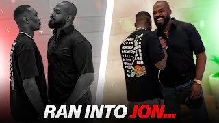 Israel Adesanya and Jon Jones FACE OFF amp SPAR on Las Vegas Casino Floor [upl. by Australia978]