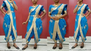 dhoti silk saree draping tutorial  how to drape dhoti saree step by step [upl. by Wendie]