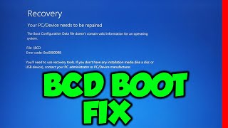 How To FIX Windows BCD Boot Issue Error CODES 0xc00000010xc0000098 ✔ [upl. by Gareth239]