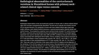 8 Radiological abnormalities of the cervicothoracic vertebrae in Warmblood horses [upl. by Glovsky]