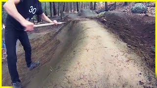 Rebuilding A Berm and Moving More Rocks On Our Pump Track [upl. by Susann611]