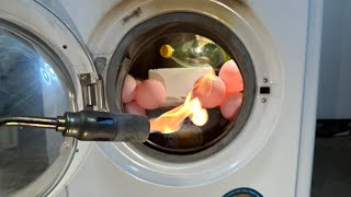 Experiment  Burning Things While Running  in a Washing Machine [upl. by Avle]