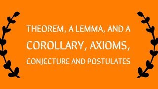 THEOREM A LEMMA AND A COROLLARY AXIOMS CONJECTURE AND POSTULATES [upl. by Sandry]