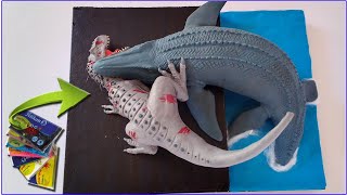 MOSASAURUS vs INDOMINUS REX WITH CLAYPLASTILINA Jurassic World [upl. by Beniamino]