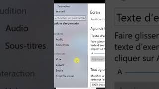 Modifier la Taille du TEXTE dans WINDOWS 10 shorts [upl. by Sarad353]