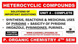 Unit 4 Complete  Heterocyclic compounds  Pyridine Pyrimidine Imidazole Purine  poc 3 4th semester [upl. by Sheffy477]