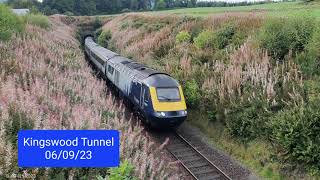 ScotRail Class 43 HST on the Single Track at Kingswood Tunnel 060923 4K [upl. by Nealey]