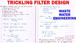 Trickling Filter Example Problem  Waste Water Engineering Design of standard rate trickling filter [upl. by Ynaitirb]